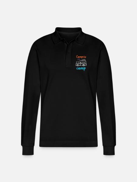 Campers Gonna Camp - Stanley/Stella Organic Unisex Long-Sleeved Polo Shirt Prepster - black