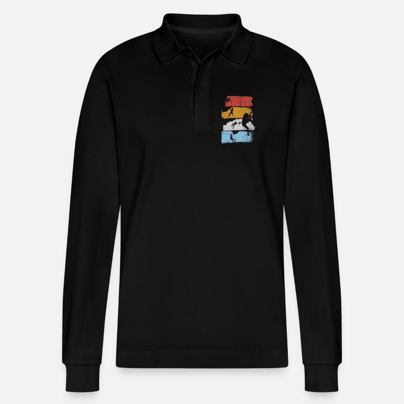 Surf Stripes Silhouette - Stanley/Stella Unisex Bio-Langarm-Poloshirt Prepster - Schwarz