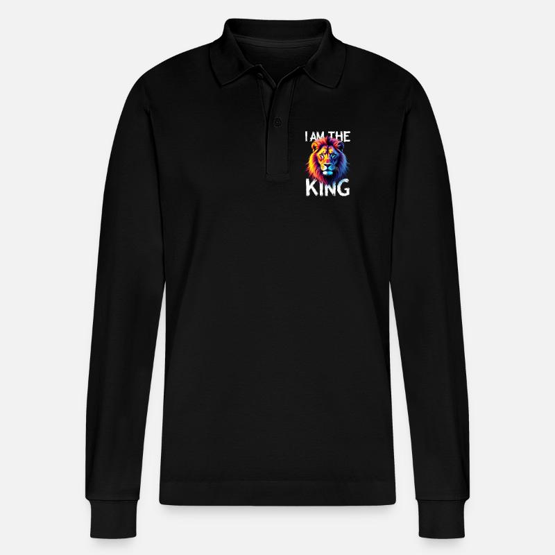 I am the King Löwe - Polo à manches longues bio PREPSTER Stanley/Stella Unisexe - noir