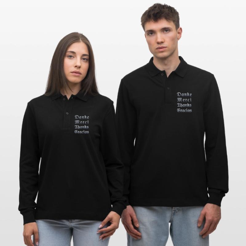 Multilinguale Dankesbotschaft Eiskristall Stanley/Stella Unisex Bio-Langarm-Poloshirt Prepster