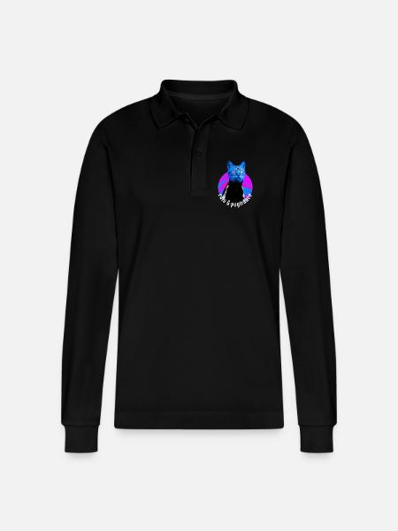 Cats & Psytrance - Rave outfit Psy trance - Stanley/Stella Organic Unisex Long-Sleeved Polo Shirt Prepster - black