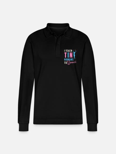 Dance Moves I Teach Tiny Humans To Loves Dancing - Stanley/Stella Organic Unisex Long-Sleeved Polo Shirt Prepster - black