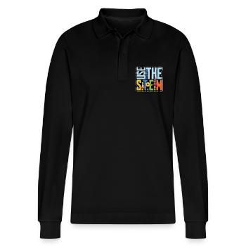 STEM Teacher Use The STEM Loves Computer Science - Stanley/Stella Unisex Bio-Langarm-Poloshirt Prepster - Schwarz - Vorne - Anna (173cm) & Nico (186cm)
