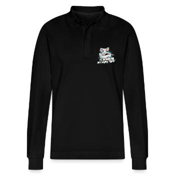 Dance Teacher 1% Teaching 99% Dance Instructor - Stanley/Stella Organic Unisex Long-Sleeved Polo Shirt Prepster - black - Front - Anna (173cm) & Nico (186cm)