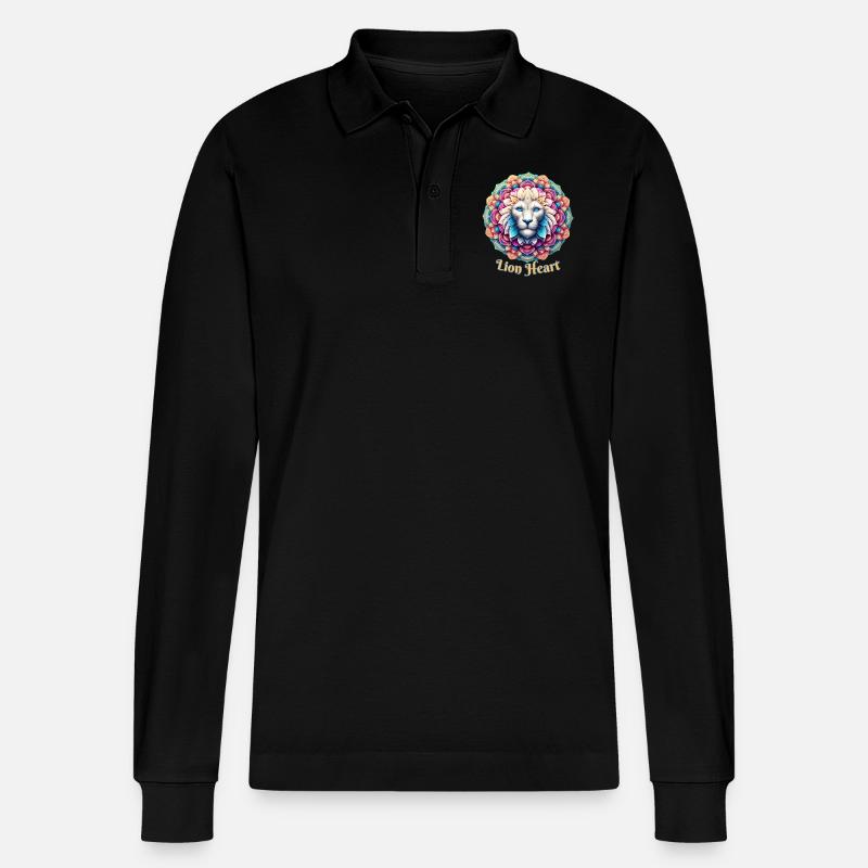 Löwe Mandala - Stanley/Stella Unisex Bio-Langarm-Poloshirt Prepster - Schwarz