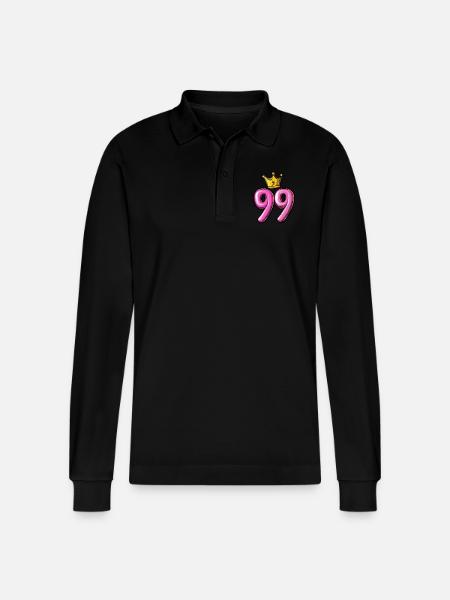 99 Number Crown - Stanley/Stella Organic Unisex Long-Sleeved Polo Shirt Prepster - black