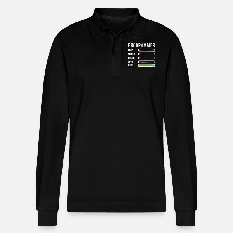 Developer Humor Programmer Coder - Stanley/Stella Organic Unisex Long-Sleeved Polo Shirt Prepster - black