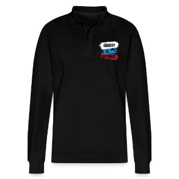Gravity Is Optional – Paragliding Freedom - Stanley/Stella Organic Unisex Long-Sleeved Polo Shirt Prepster - black - Front - Anna (173cm) & Nico (186cm)