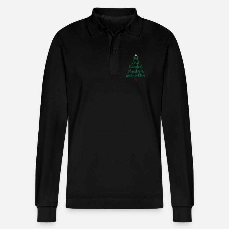 Arbre de Noël - Polo à manches longues bio PREPSTER Stanley/Stella Unisexe - noir