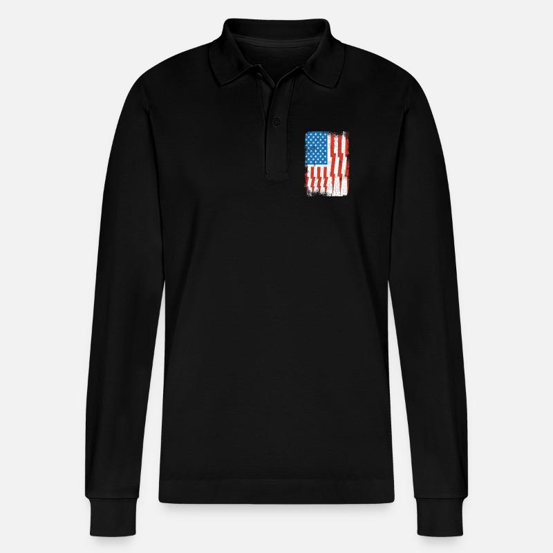 Elektriker US Flagge - Stanley/Stella Unisex Bio-Langarm-Poloshirt Prepster - Schwarz