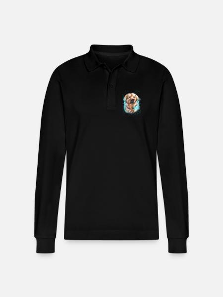 Labrador Hund. - Stanley/Stella Unisex Bio-Langarm-Poloshirt Prepster - Schwarz