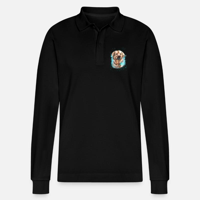 Labrador Hund. - Stanley/Stella Unisex Bio-Langarm-Poloshirt Prepster - Schwarz