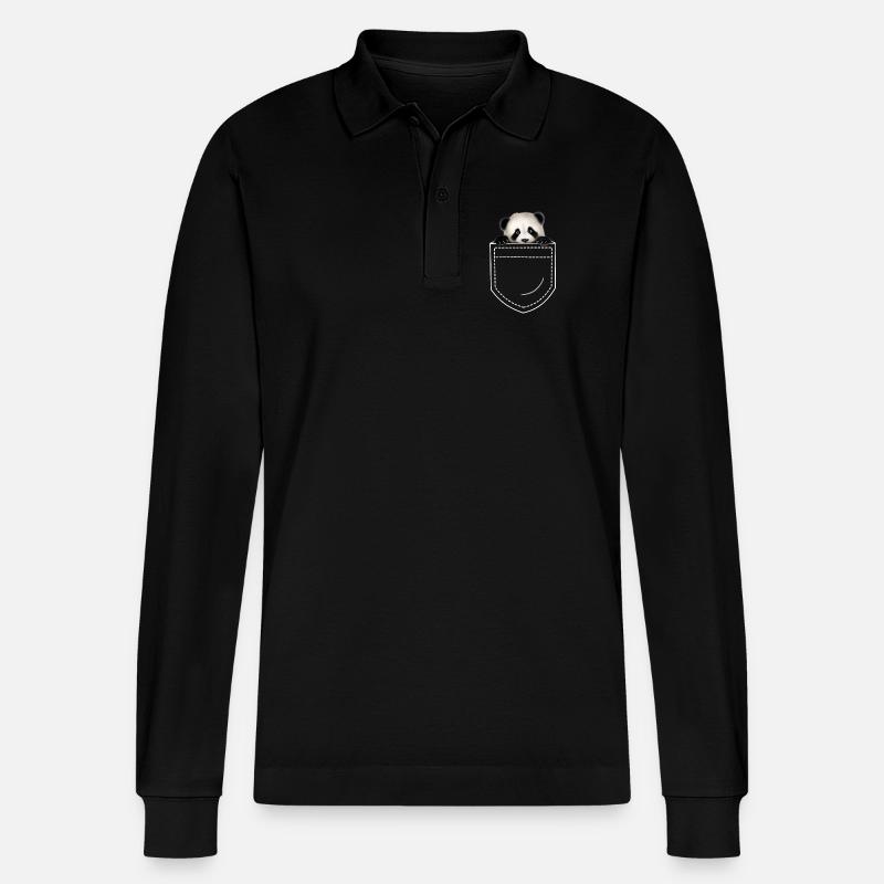 Panda Pandabär - Stanley/Stella Unisex Bio-Langarm-Poloshirt Prepster - Schwarz