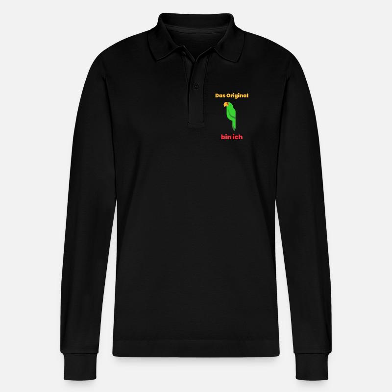 Das Original bin ich - Stanley/Stella Unisex Bio-Langarm-Poloshirt Prepster - Schwarz