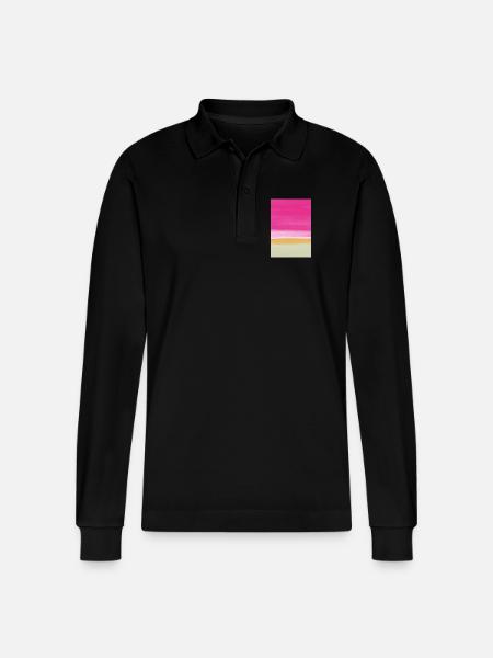 Line study pink yellow - Stanley/Stella Organic Unisex Long-Sleeved Polo Shirt Prepster - black