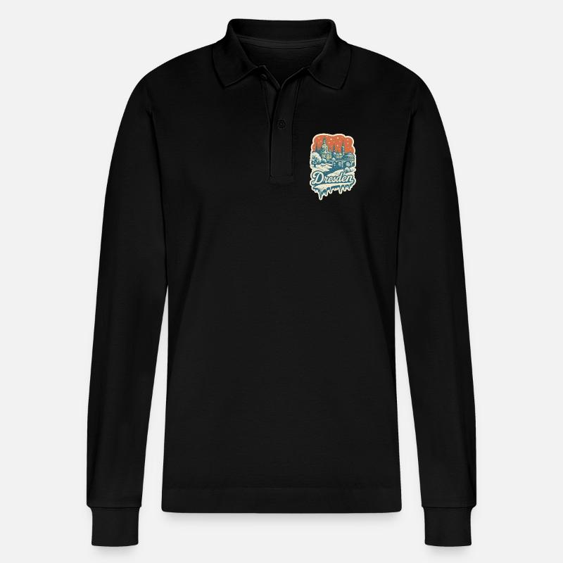 Dresden im verschneiten Winterzauber - Stanley/Stella Unisex Bio-Langarm-Poloshirt Prepster - Schwarz