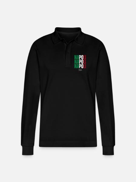 Naples Italy, souvenir of Naples - Stanley/Stella Organic Unisex Long-Sleeved Polo Shirt Prepster - black