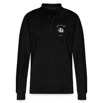 Good_energy_only - Stanley/Stella Unisex Bio-Langarm-Poloshirt Prepster - Schwarz - Vorne - Anna (173cm) & Nico (186cm)