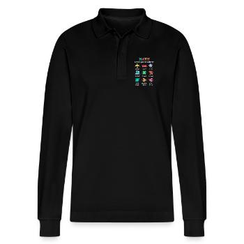 Math keeps you balanced - Stanley/Stella Organic Unisex Long-Sleeved Polo Shirt Prepster - black - Front - Anna (173cm) & Nico (186cm)