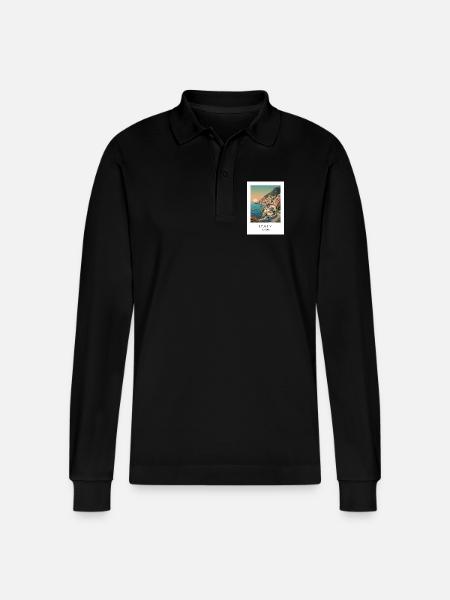 Italia Coastal Magic Motorcycle - Stanley/Stella Organic Unisex Long-Sleeved Polo Shirt Prepster - black