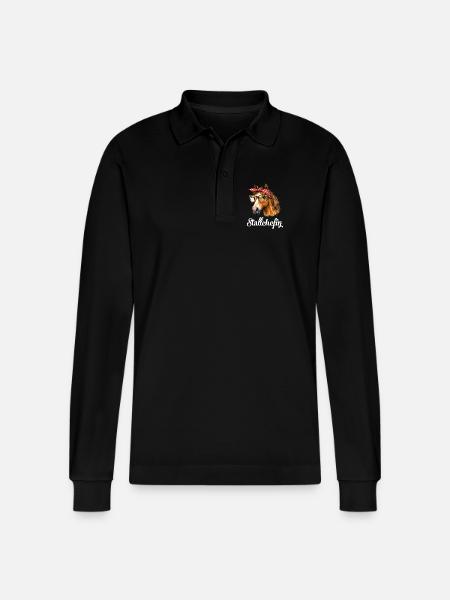 Stallchefin Pferd Stall lustig - Stanley/Stella Unisex Bio-Langarm-Poloshirt Prepster - Schwarz