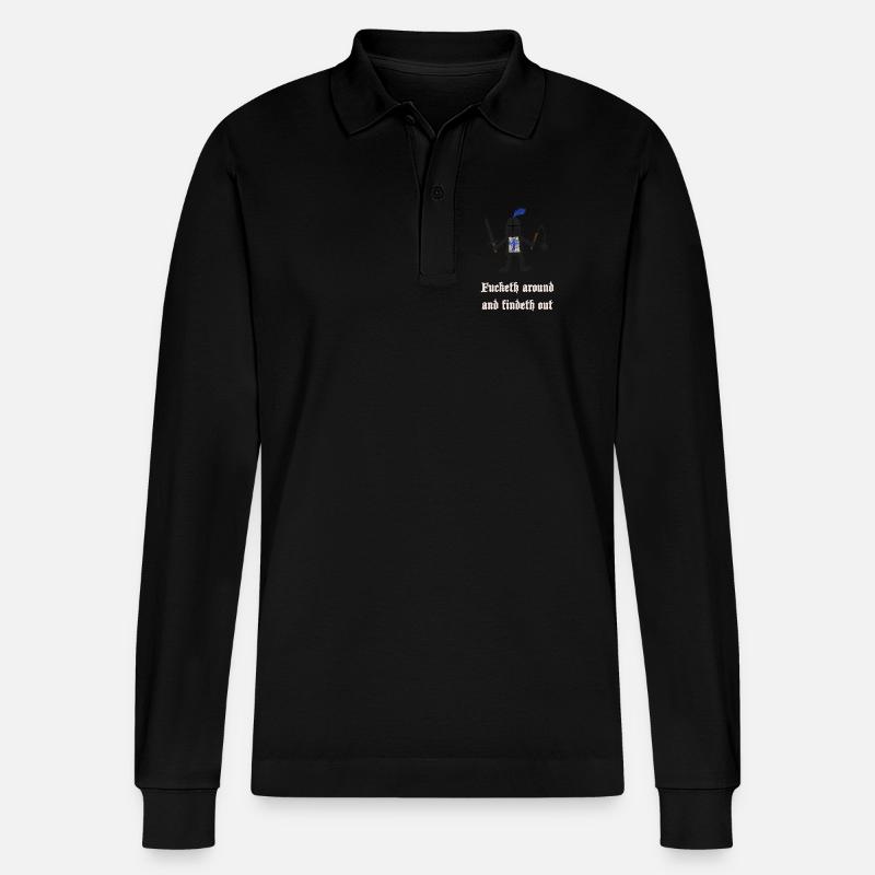 Kreuzritter: Ritter mit Schild und Keule - Stanley/Stella Unisex Bio-Langarm-Poloshirt Prepster - Schwarz