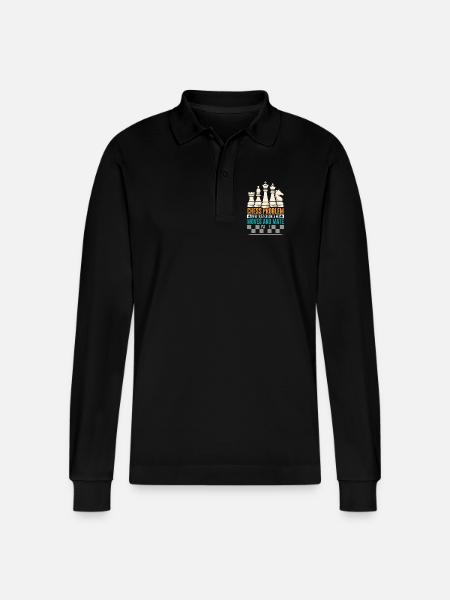 Chess Chess Player Chessboard - Stanley/Stella Organic Unisex Long-Sleeved Polo Shirt Prepster - black