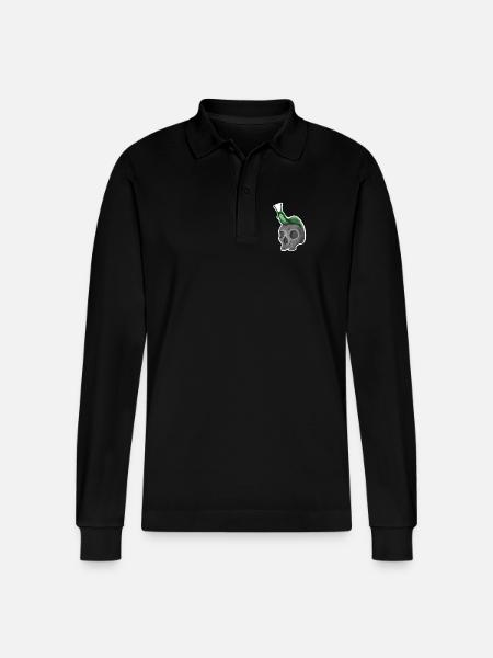 Schädel mit Schnecke - Stanley/Stella Unisex Bio-Langarm-Poloshirt Prepster - Schwarz