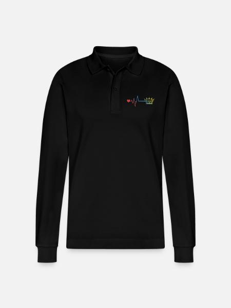 Crown Royal Pulse Heartbeat - Stanley/Stella Organic Unisex Long-Sleeved Polo Shirt Prepster - black