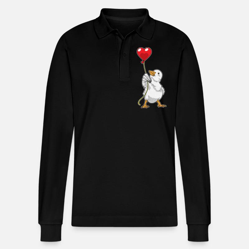 Ente Luftballon - Stanley/Stella Unisex Bio-Langarm-Poloshirt Prepster - Schwarz