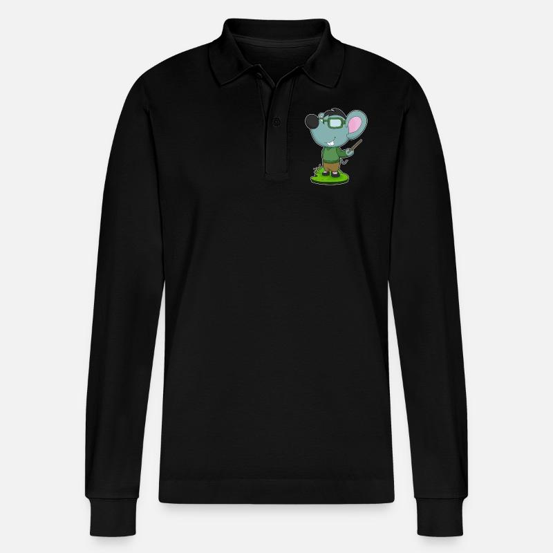 Maus Lehrer Pointer - Stanley/Stella Unisex Bio-Langarm-Poloshirt Prepster - Schwarz