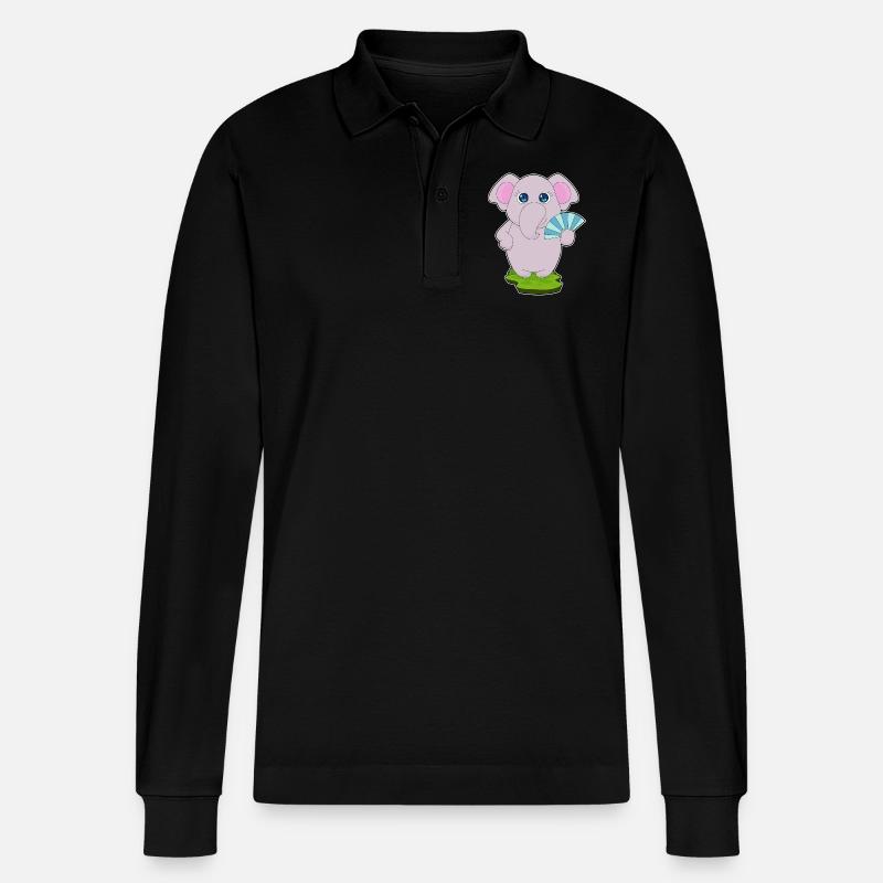 Elefant Handventilator - Stanley/Stella Unisex Bio-Langarm-Poloshirt Prepster - Schwarz