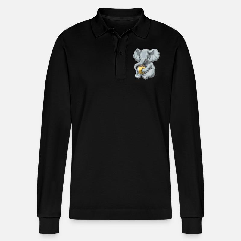 Elefant Erdnüsse - Stanley/Stella Unisex Bio-Langarm-Poloshirt Prepster - Schwarz