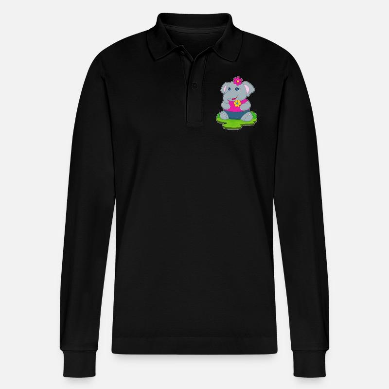 Fleurs d’éléphant - Polo à manches longues bio PREPSTER Stanley/Stella Unisexe - noir