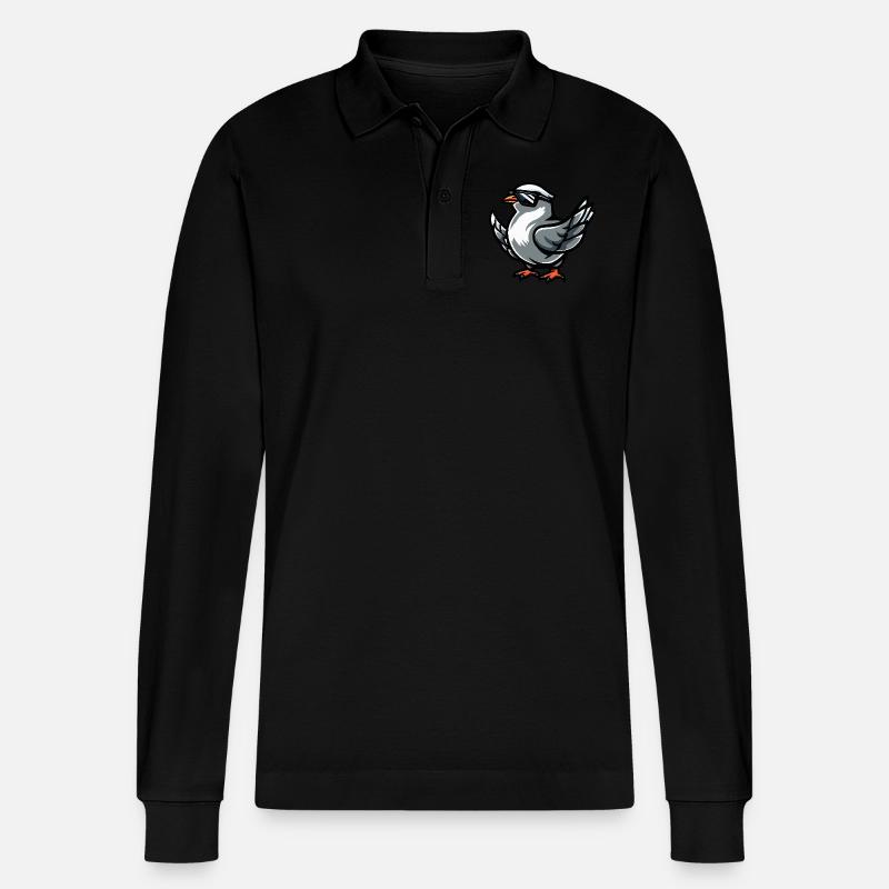 Taube Vogel Cool Comic - Stanley/Stella Unisex Bio-Langarm-Poloshirt Prepster - Schwarz