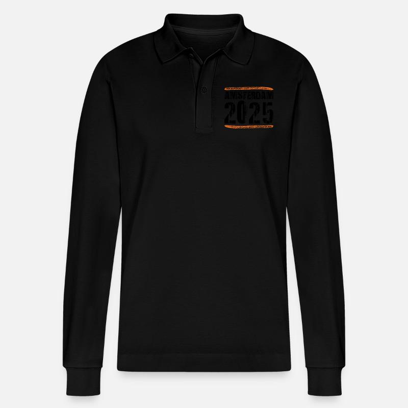 Amsterdam 2025 Spruch - Stanley/Stella Unisex Bio-Langarm-Poloshirt Prepster - Schwarz