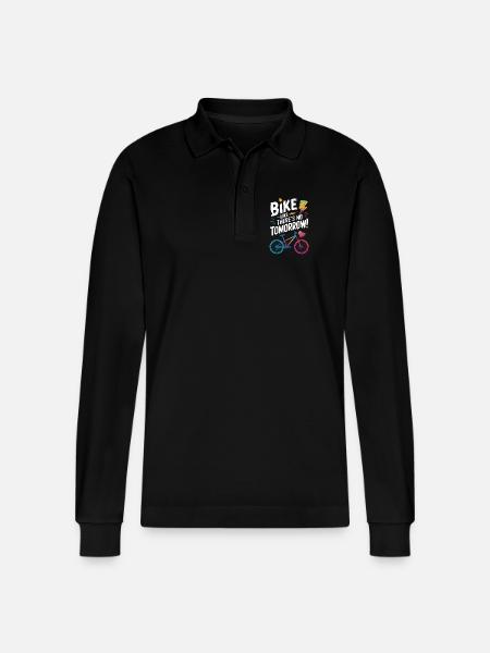 Bike Motivational Quote Design - Stanley/Stella Organic Unisex Long-Sleeved Polo Shirt Prepster - black