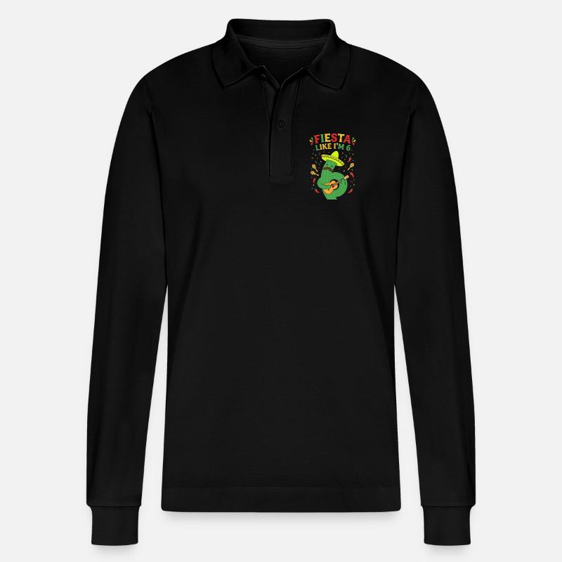 Fiesta comme si j’avais 6 cactus - Polo à manches longues bio PREPSTER Stanley/Stella Unisexe - noir