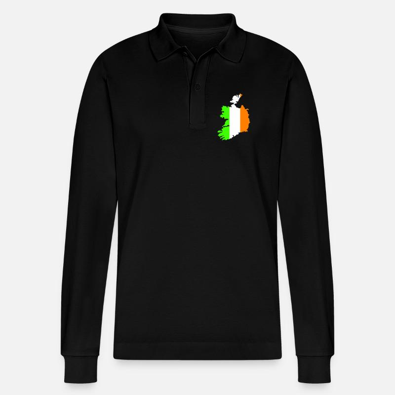 Irland Country - Stanley/Stella Unisex Bio-Langarm-Poloshirt Prepster - Schwarz