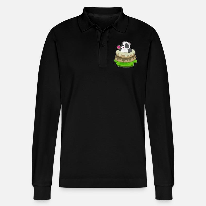 Beignets Panda - Polo à manches longues bio PREPSTER Stanley/Stella Unisexe - noir
