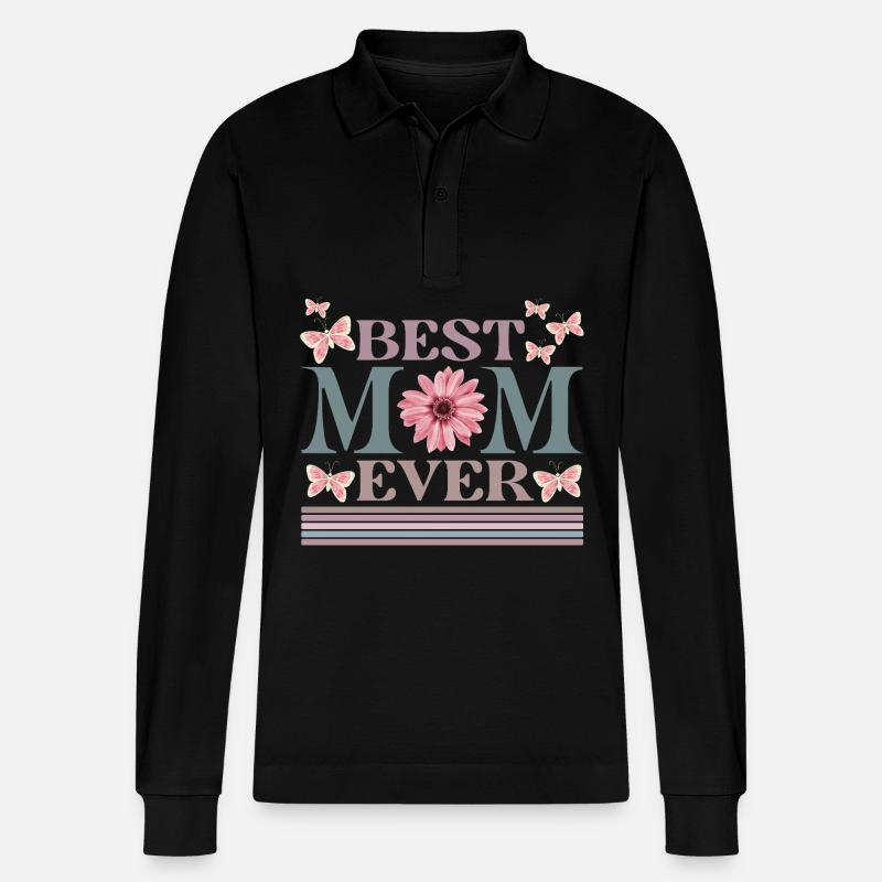 Mama - Stanley/Stella Unisex Bio-Langarm-Poloshirt Prepster - Schwarz