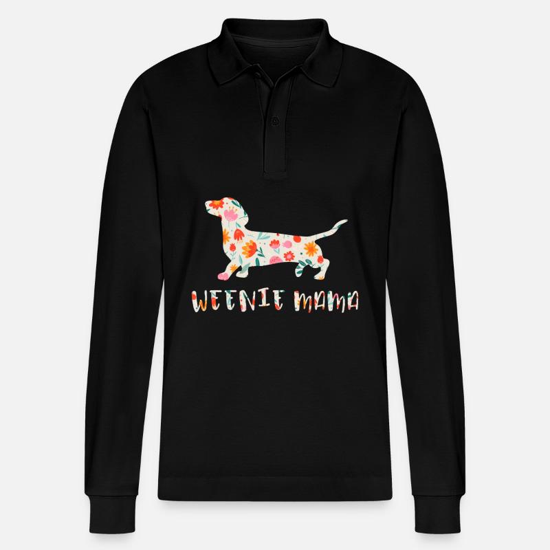 Weenie Mama teckel Floral - Polo à manches longues bio PREPSTER Stanley/Stella Unisexe - noir