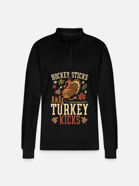 Puck Thanksgiving Contest - Stanley/Stella Organic Unisex Long-Sleeved Polo Shirt Prepster - black