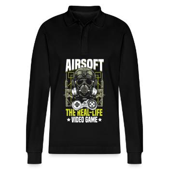 Airsoft Fields BB Guns J’aime l’airsoft - Polo à manches longues bio PREPSTER Stanley/Stella Unisexe - noir - Devant - Anna (173cm) & Nico (186cm)