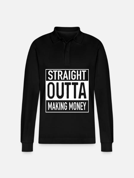 Straight OUTTA Making Money - Stanley/Stella Organic Unisex Long-Sleeved Polo Shirt Prepster - black
