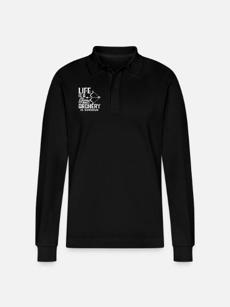 Archery Archery Is Serious - Stanley/Stella Organic Unisex Long-Sleeved Polo Shirt Prepster - black