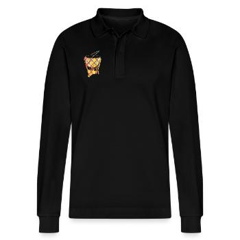 Timpani Geometric - Stanley/Stella Organic Unisex Long-Sleeved Polo Shirt Prepster - black - Front - Anna (173cm) & Nico (186cm)