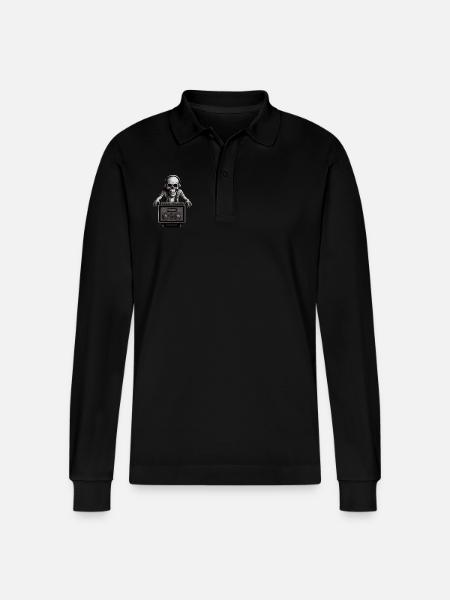 Skull Musician - Stanley/Stella Organic Unisex Long-Sleeved Polo Shirt Prepster - black