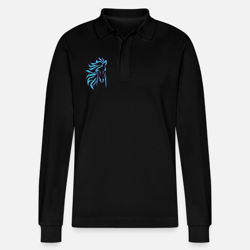 Blue Horse - Stanley/Stella Unisex Bio-Langarm-Poloshirt Prepster - Schwarz