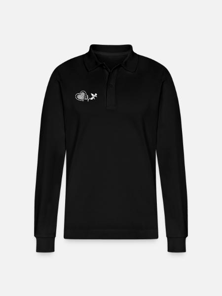 Mathematician Heartbeat - Stanley/Stella Organic Unisex Long-Sleeved Polo Shirt Prepster - black